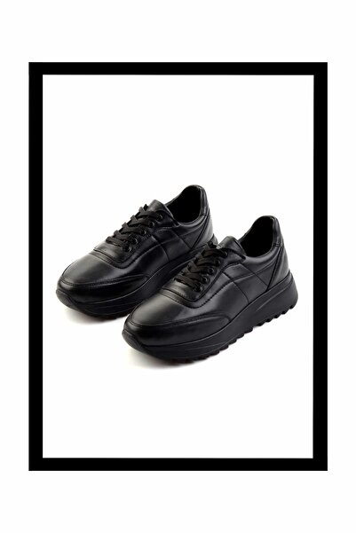 Bambi Siyah Hakiki Deri Kadın Sneaker K01037201003