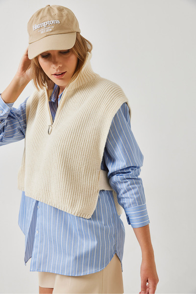 Bianco Lucci Women's Zippered Knitwear Sweater 60261018