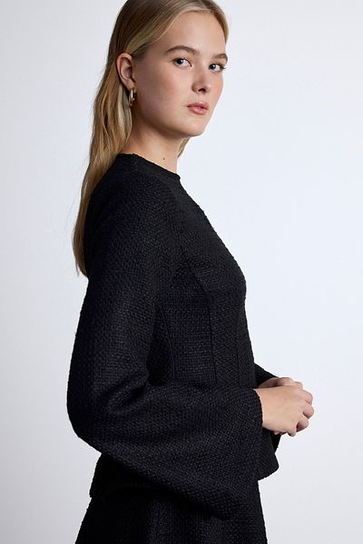 Manuka Peplum Detailed Tüvi̇t Bluz Czarny