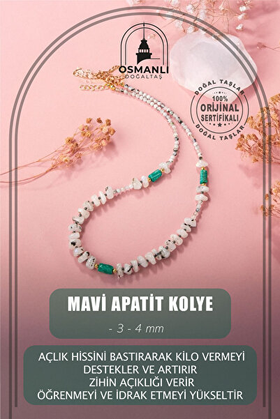 OSMANLI DOĞAL TAŞ قلادة من حجر الأباتيت الأزرق الطبيعي مقاس 3-4 مم