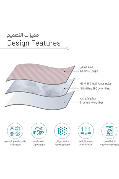 Donetella Comforter Set 4-Pcs Single Size Damask Striped Pattern 170 X 230 cm