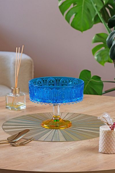 Glore Turquoise Yellow Standing Bowl