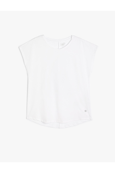 Koton Βασικό αθλητικό μπλουζάκι με κοντό μανίκι με λαιμόκοψη και άνετη εφαρμογή