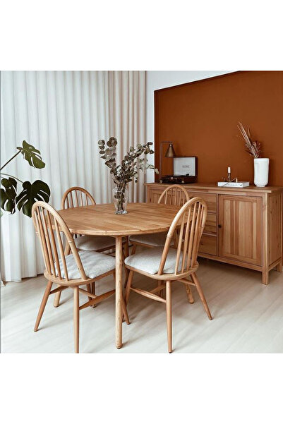 Atölye Kürün Ahşap Yuvarlak Hare Masa ( Sadece Masa) 116 cm