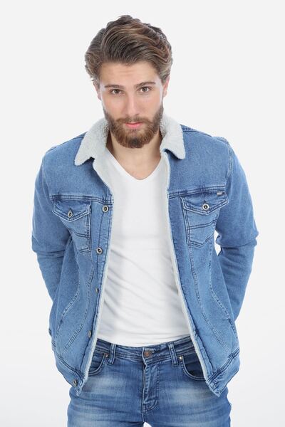 LTC Jeans İçi Kürklü Açık Mavi Erkek Kot Mont