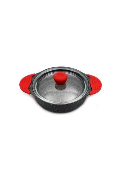 Burak Eda 3-Piece Gray Granite Pan Set - Glass Lid and Silicone Handle