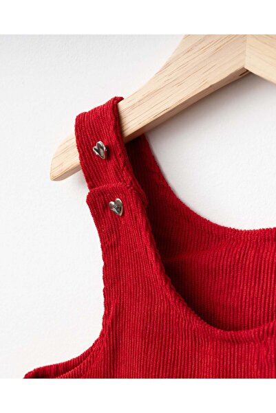 NUNU BABY Heart Punch Embroidered Salopet Set - Red