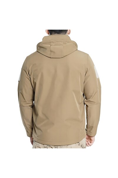 dgn shop Haki 5 Cepli Kapüşonlu Softshell Soğuk Geçirmez Mont, Su Geçirmez Mont Kapüşonlu& Kapüşonsuz