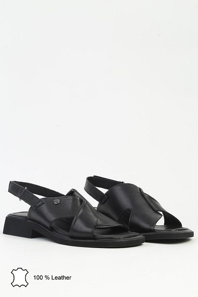 Pierre Cardin Μαύρα γυναικεία δερμάτινα σανδάλια PCK-5017