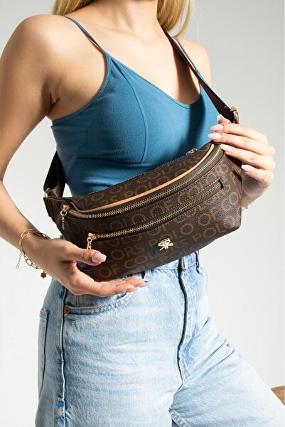 ImPolo İmpolo Miya Maro CamelEmpirme Print Sport Geantă de talie pentru femei...