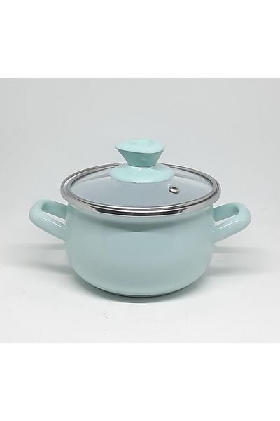 Avşar Enameled Evim 16 cm 1250 ml Green Enameled Pot