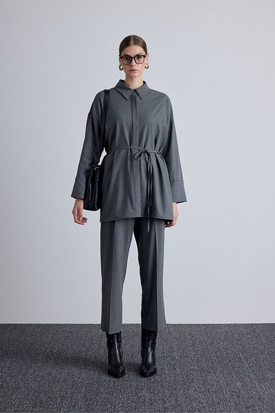 Manuka Gray Tunic - Wide Collar Design