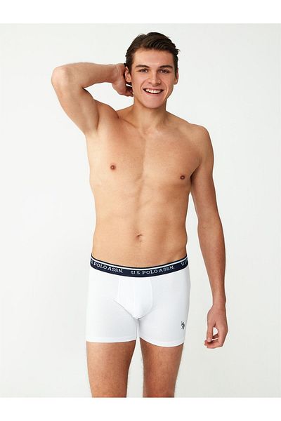 U.S. Polo Assn. - Boxeri pentru bărbați, albi, modal, cu picior lung