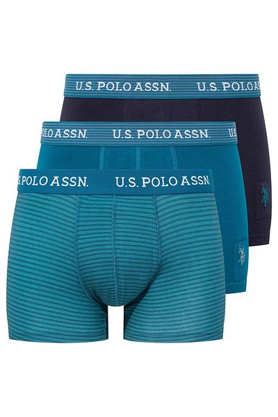 U.S. Polo Assn. Boxeri din 3 piese pentru bărbați, imprimați-albastru-marin-verde