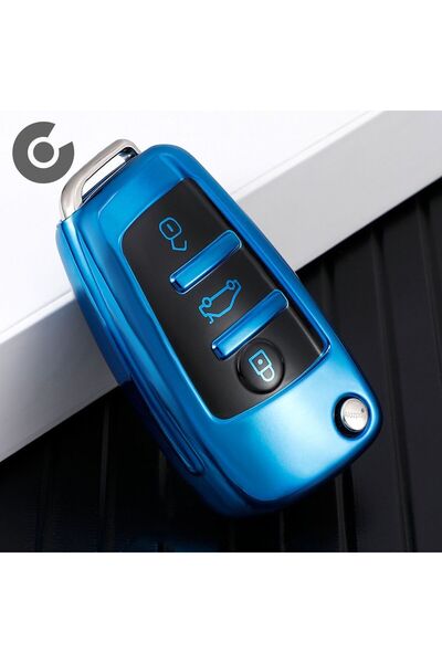 Alazpay Husă pentru chei din TPU pentru Audi A7 A6 A5 A4 A3 A1 & 8P 8L B5 B6 B7 B8 C4 C5 C6 4F TT RS & Q3 Q5 Q7 (roșu)