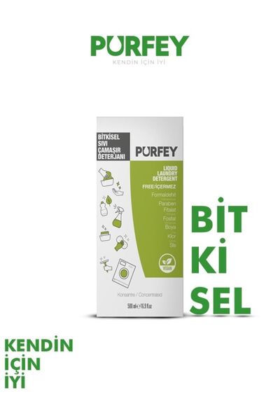 PURFEY Bitkisel Çamaşır Yıkama Sıvı Deterjanı 500 ml