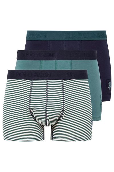 U.S. Polo Assn. Boxeri din 3 piese pentru bărbați, imprimați-albastru-marin-verde