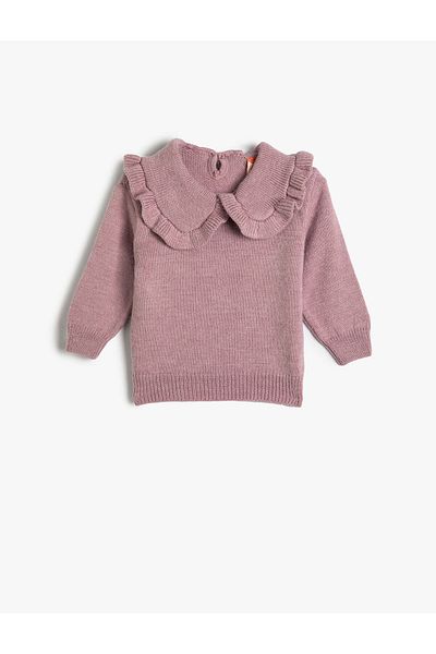 Koton Basic Sweater Baby Collar Ruffle Detailed