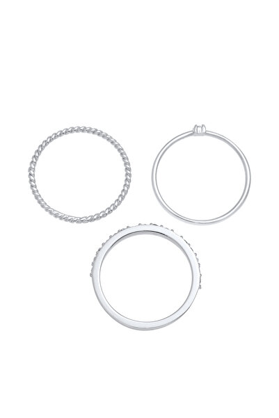 ELLI Dámský prsten Stack, elegantní slavnostní vrstvený vzhled s krystaly ze sterlingového stříbra 925