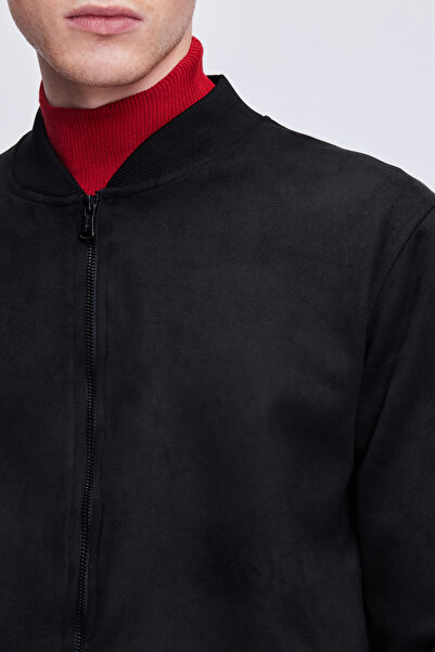Hatemoğlu Siyah Regular Fit Bomber Yaka Mevsimlik Mont