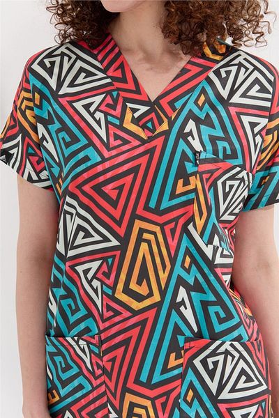 Çatı Medikal Carnival Basic - Tricou unisex cu model geometric pentru asistentă-mediu-veterinar