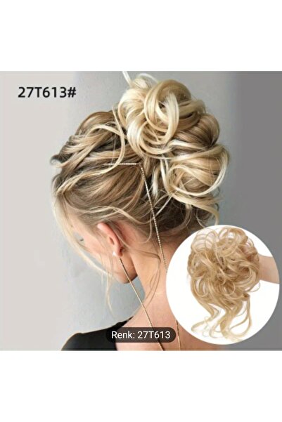 Handmade Ek Saç Özel Gün Saçı Topuz Saç Sentetik Tepe Saçı Lastikli Toka Saç