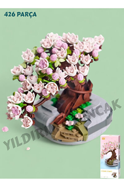 YILDIRIM OYUNCAK Micro Building Block Buildable Floral Celebration Gift 426 Pieces Potted Floral Japanese Cherry Tree