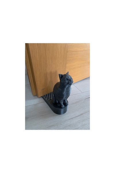 Minyatür Bahçem Sevimli Kedi Kapı Stoplayıcı Kapı Tutucu Kapı Altı Takozu Kapı Durdurucu Siyah