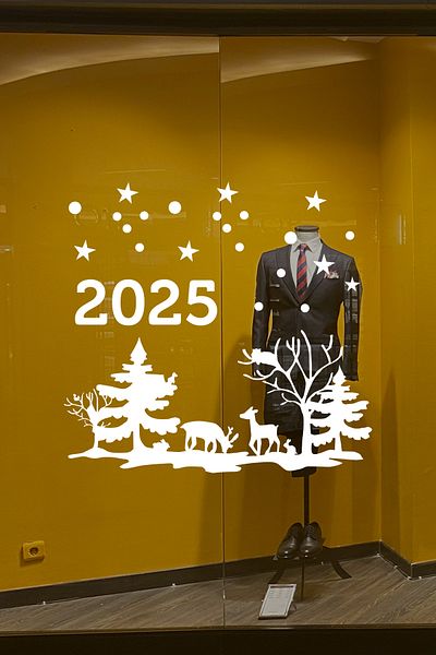 MIGNATIS Căprioare Pini Fulgi de zăpadă 2025 Scriere Decoratiuni de Anul Nou - Alb
