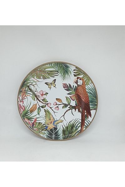 Avşar Enamel House 20 cm Decored Enamel Cake Plate Presentation Plate