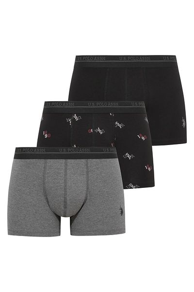 U.S. Polo Assn. Η.Π.Α. Polo Assn. Ανδρικό 200 Black-Anthracite Melange Boxer Σετ 3 τεμαχίων
