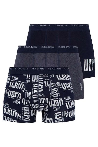 U.S. Polo Assn. Ανδρικό Navy Blue - Navy Blue Melange Boxer 3 τεμαχίων