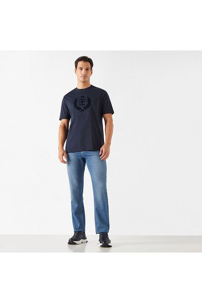 Emperor Logo Detail Crew Neck T-shirt with Short Sleeves