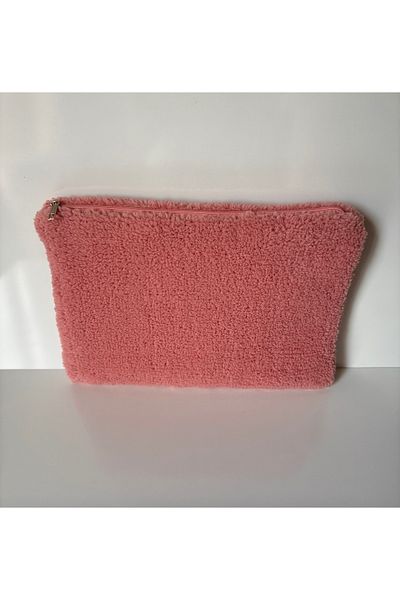 BABY KANGAROO Pink Plush Fabric Soft Computer Bag, Laptop Cover, Heart Pattern Lined Notebook Cover