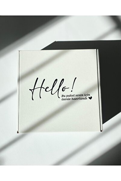 Meak Tasarım Hello Baskılı - Hediyelik - Paketleme Kutusu - 25x25x8cm Beyaz 1...