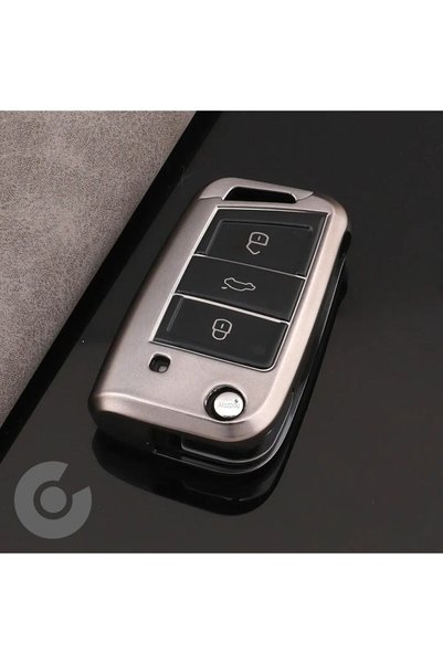 Alazpay Volkswagen Compatible Polo, Golf, T-Roc, T-Cross, Passat, Jetta, Taigo, Tiguan, Titan Gray Tpu Key Case Cover (Gray)
