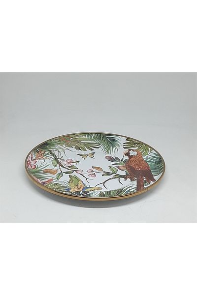 Avşar Enamel House 20 cm Decored Enamel Cake Plate Presentation Plate