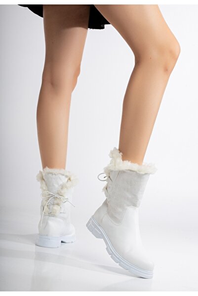 Miss Poly Cizme de damă cu toc plat și blană în interior