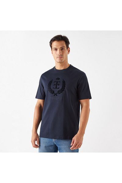 Emperor Logo Detail Crew Neck T-shirt with Short Sleeves