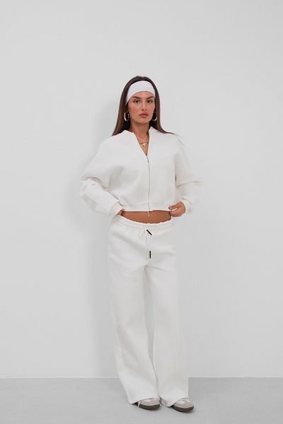 Black Fashion Σετ φόρμας με φερμουάρ με λαιμόκοψη σε λευκό χρώμα