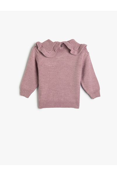 Koton Basic Sweater Baby Collar Ruffle Detailed