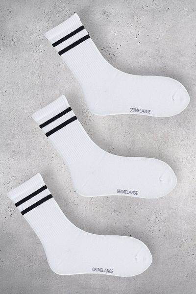 GRIMELANGE Disa Women's Organic Cotton 3 Pack White Socks