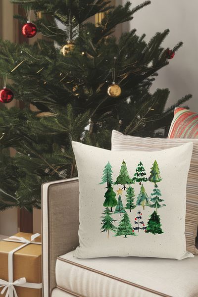 Filamente Christmas Themed Throw Pillow Cover / Christmas - Christmas Cushion Cover (Double-Sided Printed - Hidden Zipper)