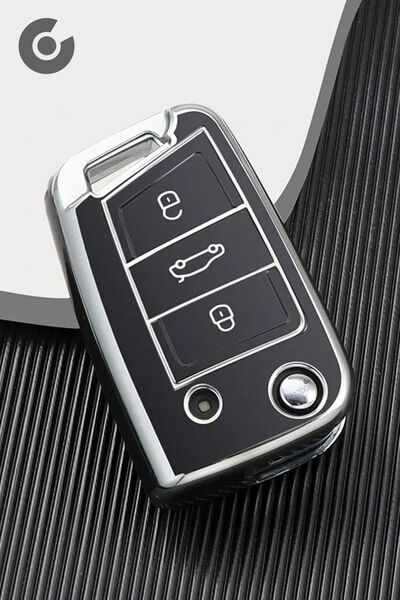 Alazpay Husă pentru chei din TPU pentru Volkswagen Polo Golf T-Roc T-Cross Pa...