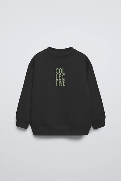 The Champ Clothing Детски суитшърт с голям размер Collective Written Back Fly Kn It Written в черен цвят