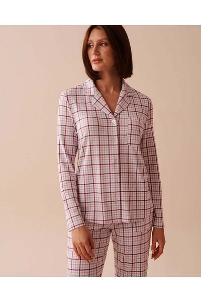 La Vie en Rose Purple Plaid Recycled Fibers Button-down Shirt