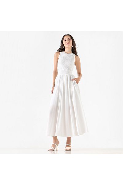 2Xtremz Textured Sleeveless A-line Dress with Round Neck