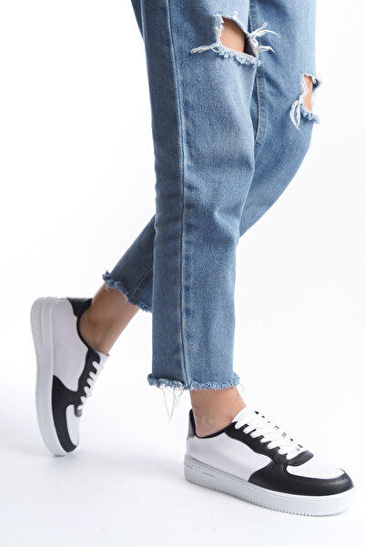 Moda Değirmeni Pantofi de damă alb-negru-alb BG1003-101-0001