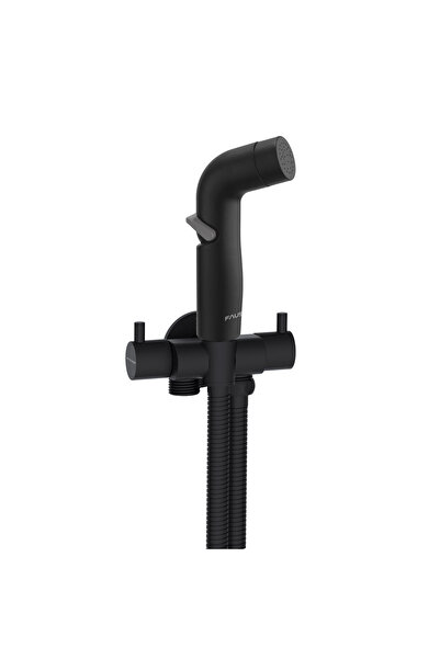 Fause Spiralli Taharetmatik Taharet El Duşu Askılı Çiftli Ara Musluk Siyah SE...