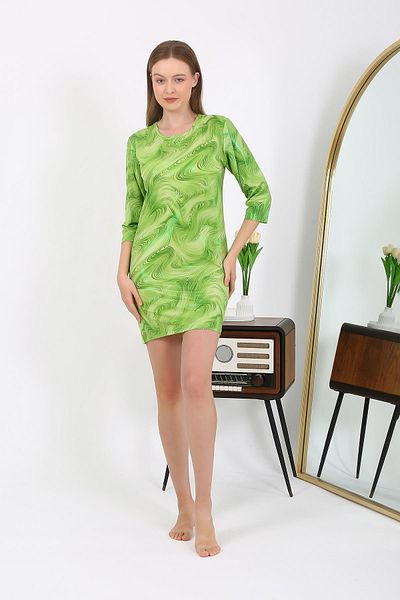 Akbeniz Green Micro Fabric Mini Shiny Γυναικείο Φόρεμα - 7420